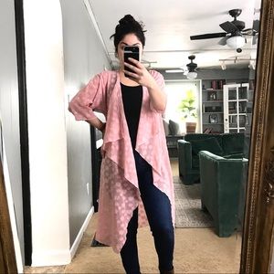 Lularoe monroe sheer pink floral kimono